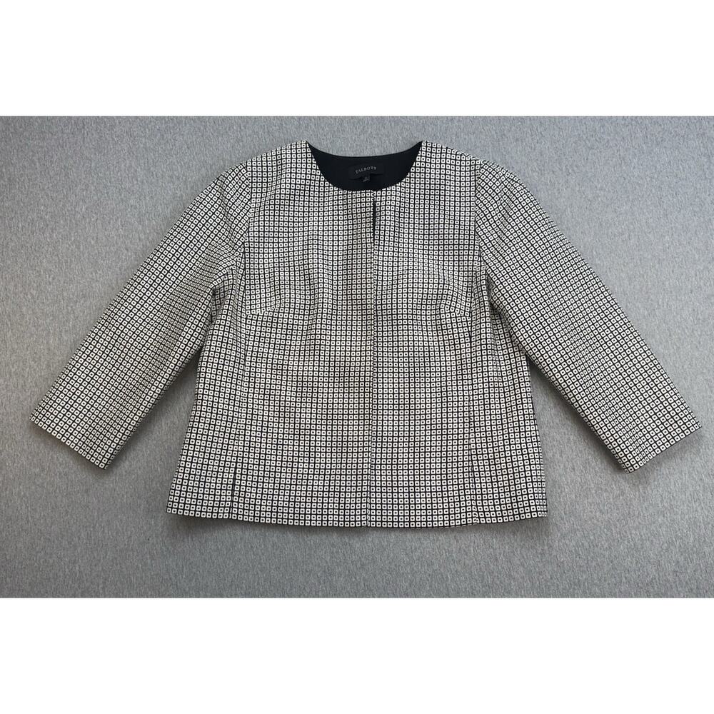 Talbots Jacket Womens 12 Geometric Cotton Blend‎ Long Sleeve 4-Button